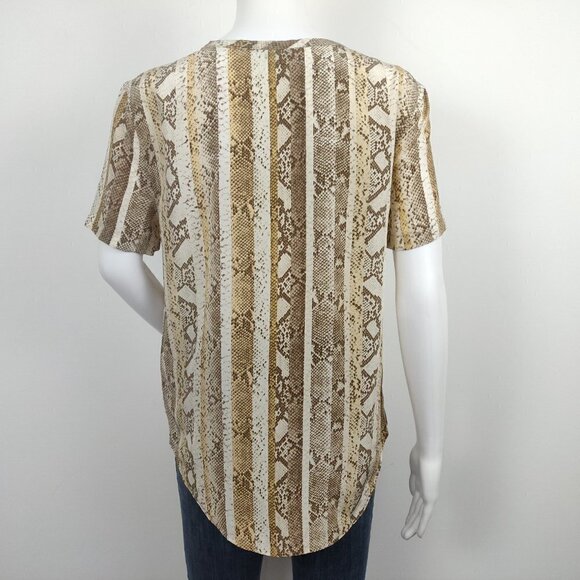 EQUIPMENT Riley Silk Tee Brown Snake Python Print - Picture 5 of 8